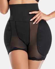 High Waist Mesh Lace Trim Butt Lifter Shapewear Shorts