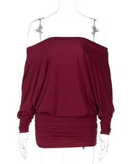 Off-Shoulder Ruched Bodycon Mini Dress