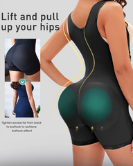 Side Zipper And Button Onesie Body Shaping Garment For Tummy Control And Hip Lifting