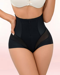 Zipper High-Waist Mesh Tummy Control Butt Lifter Shapewear Shorts