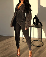 Baddie Mineral Washed Corset Jumpsuit