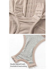 Detachable Shoulder Straps Buckle-Up Open Crotch Tummy Control Shaping Bodysuit