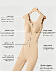 Rear-Hook Zip-Up Double Compression Butt Lifter Bodysuit