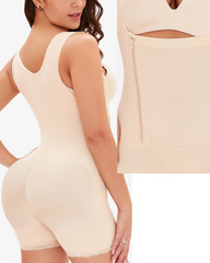 Side Zipper And Button Onesie Body Shaping Garment For Tummy Control And Hip Lifting