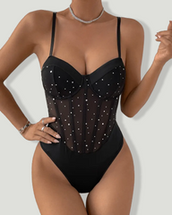 Underwire Transparent Shiny Tight Corset Bodysuit