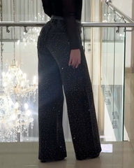 Diamond-Studded Straight-Leg Jeans