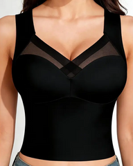 Seamless Mesh Deep V-Neck Wire-Free Built-In Support Shaping Top