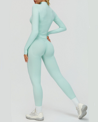 Seamless Slim Fit Quick Dry Tank Top High Waist Leggings Zip-Up Jacket 3Piece Set
