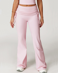 Fold Over High Waist Nude Feel Flared Yoga Workout Pants
