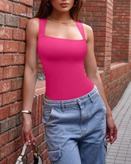Square Neck Sleeveless Tummy Control Tank Tops Bodysuits