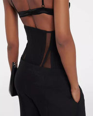 Temperament Black Tight-Fitting Sheer Waist Belt