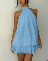 Elegant Chiffon Open-Back Tie Mini Dress
