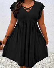 Hollow Out V Neck Bohemian Maxi Dress Casual Holiday Sundress