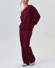 Comfortable Casual And Stylish Two Piece Set With Off Shoulder Design