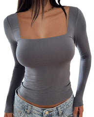 Square Neck Tight Casual Fashion Top