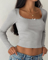 Slim Fit Lace Stitching Bottoming Top