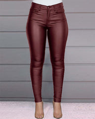 Casual Sexy Solid Color Pu Leather Pants