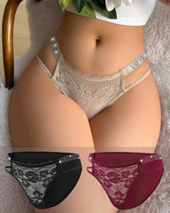 Sexy Lace Floral Hollow LOVE Waist Pure Cotton Thongs