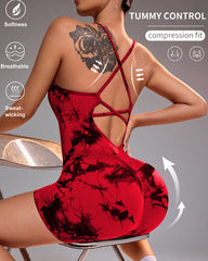 Tie-Dye Back Yoga Romper