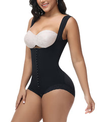 Curvy-Faja Button Down Bodysuit Shapewear - Tummy Control Thong Bodysuit with Snap Closure
