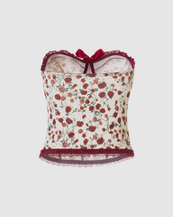 Retro Milk Silk Rose Butterfly Waist Corset