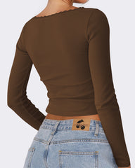 Slim Fit Lace Stitching Bottoming Top