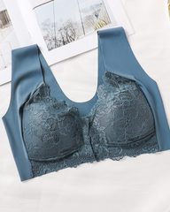 Plus Size Push-Up Front Hook Back Lace Vest Bra