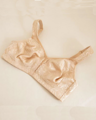 Plus Size Wire Free Jacquard Embroidered Lace Push Up Bra