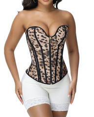 Removeable Strap Waist Trainer Leopard print Corest with Front Zipper