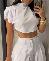 Casual Sleeveless Turtleneck Top