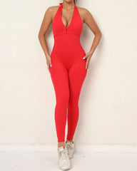 One-Piece Quick-Drying Tight-Fitting Yoga Clothing Peach Hip-Lifting Sports Fitness Pants