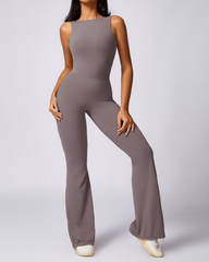 Casual Flared Backless Bodysuit With Hip Lift