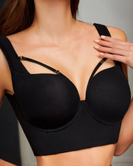 Women's Seamless Sleep Sports Bra with No Steel Ring Thin and Shockproof Yoga Gathered V Back Bra Sports Bra Low Support