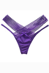 Purple Lattice Stretch Micro Bikini Panty