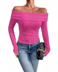 Sexy Off-Shoulder Slim-Fit Long-Sleeved Bottoming Shirt