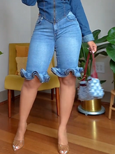 High Waisted Lace Denim Shorts