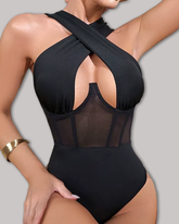 Underwire Boning Mesh Halter Body Shapewear