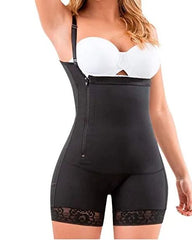 Women's Shapewear Side Zipper Tummy Control Hip Lift Lace Ajustable Shoulder Strap Bodysuit Butt LiFter