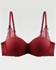 Lace Bow Padded Push-Up Underwire Bra