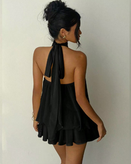Elegant Chiffon Open-Back Tie Mini Dress