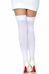 White Opaque Thigh Highs