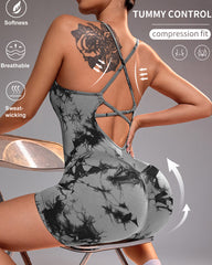 Tie-Dye Back Yoga Romper