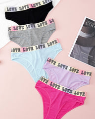 5 Colors Pure Cotton Crotch Letter Stretch Briefs