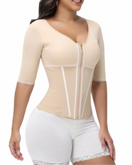 Women's Sleeved Body Sculpting Kit - Waist Cincher with Sleeves & Waist Trainer for Full-Body Contouring