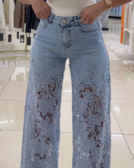 Laced Baby Blue Jeans