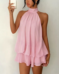 Elegant Chiffon Open-Back Tie Mini Dress