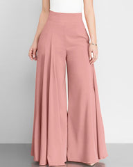 Solid Color High Waist Wide Leg Pants
