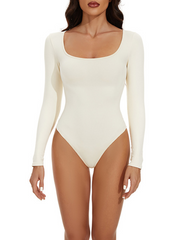Long-Sleeved Square Neck Slim Waist Bodysuit
