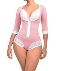 Women Full Body Waist Trainer Zipper Tummy Control Upper Arm Open Bust Slimmer Corset Shaper Girdle