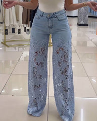 Laced Baby Blue Jeans